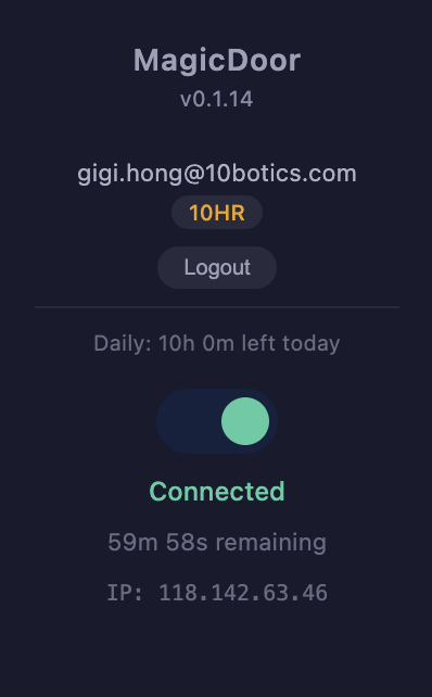 Magic Door 已連線面板示意